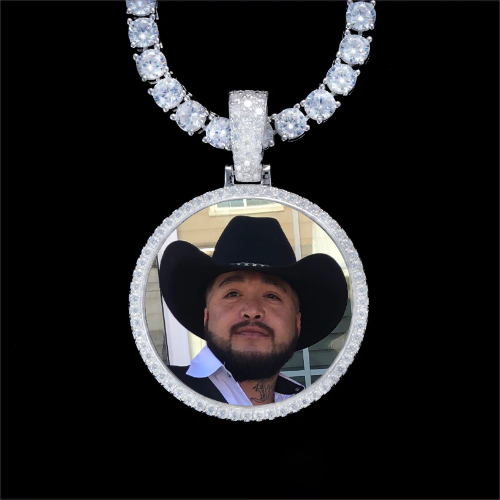 925S & VVS Moissanite 3D Circle Custom Picture Pendant