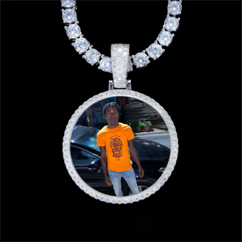 925S & VVS Moissanite 3D Circle Custom Picture Pendant