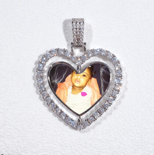 3D Spinning 2-Faced Heart Custom Picture Pendant