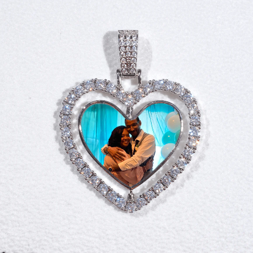 3D Spinning 2-Faced Heart Custom Picture Pendant