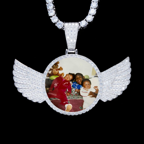925S & VVS Moissanite 3D Wing Custom Picture Pendant
