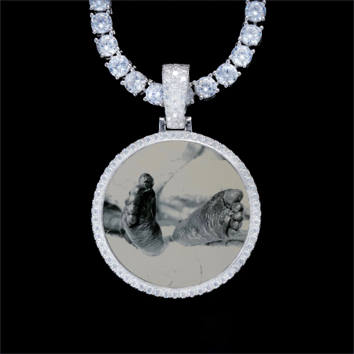 925S & VVS Moissanite 3D Circle Custom Picture Pendant
