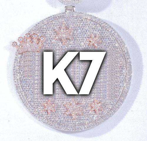 CUSTOM LETTER NECKLACE 3D BIG CROWN DISC