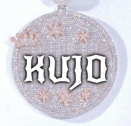 CUSTOM LETTER NECKLACE 3D BIG CROWN DISC