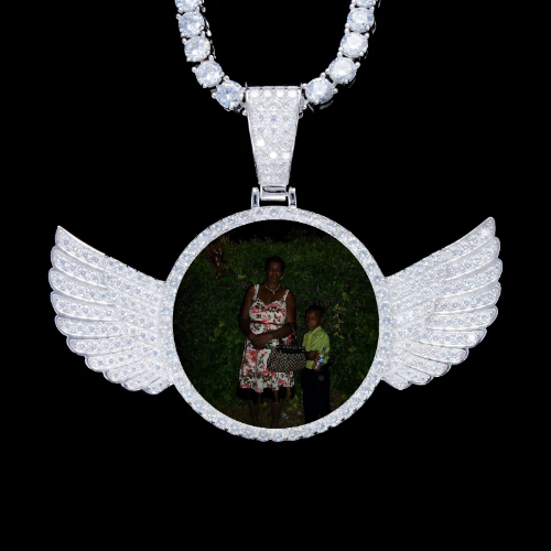 925S & VVS Moissanite 3D Wing Custom Picture Pendant