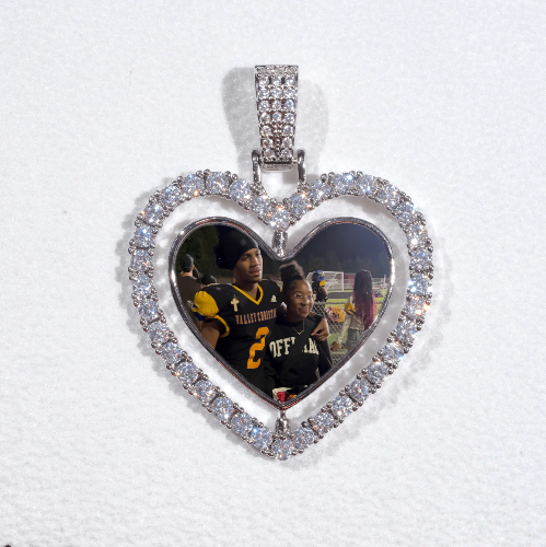 3D Spinning 2-Faced Heart Custom Picture Pendant