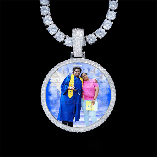 925S & VVS Moissanite 3D Circle Custom Picture Pendant