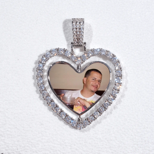 3D Spinning 2-Faced Heart Custom Picture Pendant