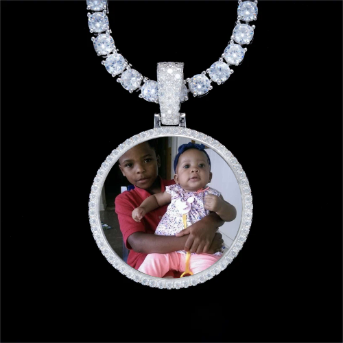 925S & VVS Moissanite 3D Circle Custom Picture Pendant