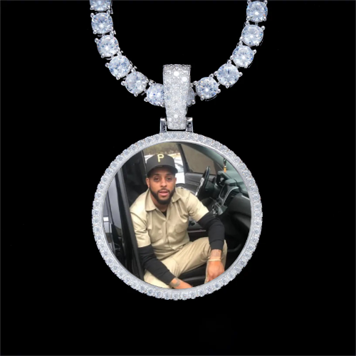 925S & VVS Moissanite 3D Circle Custom Picture Pendant