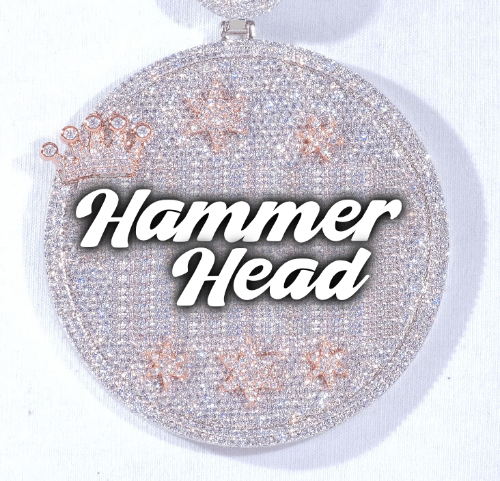 CUSTOM LETTER NECKLACE 3D BIG CROWN DISC