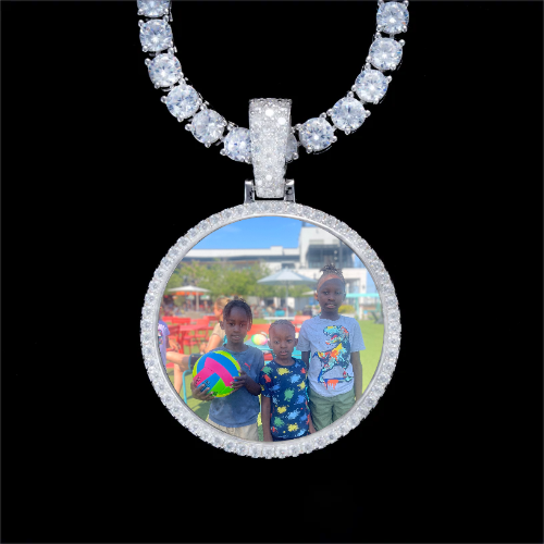 925S & VVS Moissanite 3D Circle Custom Picture Pendant