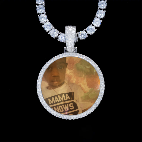 925S & VVS Moissanite 3D Circle Custom Picture Pendant