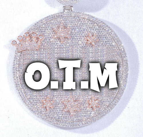 CUSTOM LETTER NECKLACE 3D BIG CROWN DISC