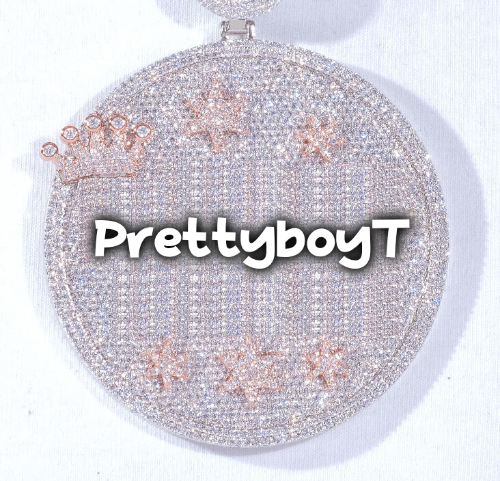 CUSTOM LETTER NECKLACE 3D BIG CROWN DISC