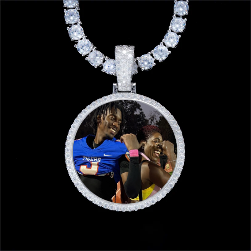 925S & VVS Moissanite 3D Circle Custom Picture Pendant