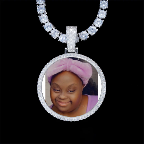 925S & VVS Moissanite 3D Circle Custom Picture Pendant