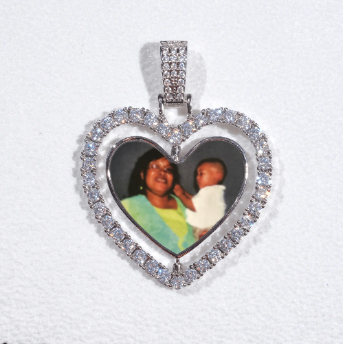 3D Spinning 2-Faced Heart Custom Picture Pendant