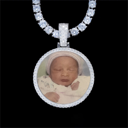925S & VVS Moissanite 3D Circle Custom Picture Pendant