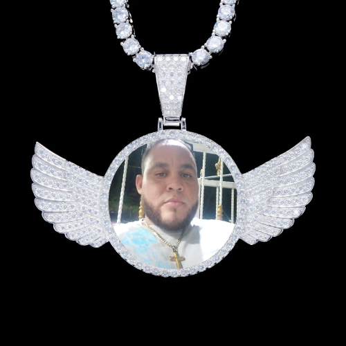 925S & VVS Moissanite 3D Wing Custom Picture Pendant