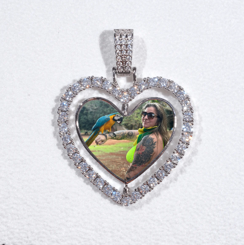 3D Spinning 2-Faced Heart Custom Picture Pendant