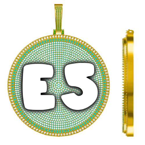 CUSTOM LETTER NECKLACE 3D BIG DISC