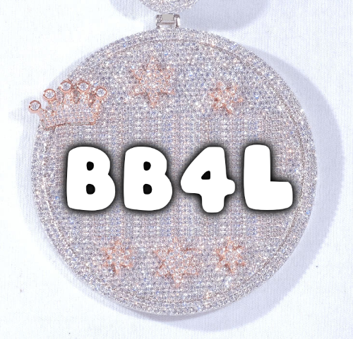 CUSTOM LETTER NECKLACE 3D BIG CROWN DISC