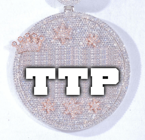 CUSTOM LETTER NECKLACE 3D BIG CROWN DISC
