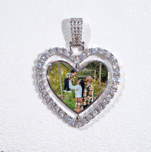 3D Spinning 2-Faced Heart Custom Picture Pendant