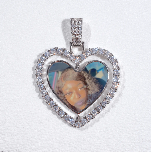 3D Spinning 2-Faced Heart Custom Picture Pendant