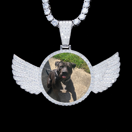 925S & VVS Moissanite 3D Wing Custom Picture Pendant
