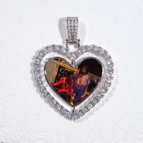 3D Spinning 2-Faced Heart Custom Picture Pendant