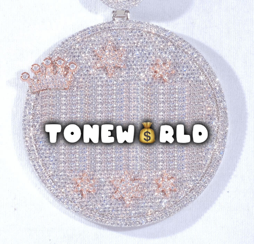 CUSTOM LETTER NECKLACE 3D BIG CROWN DISC