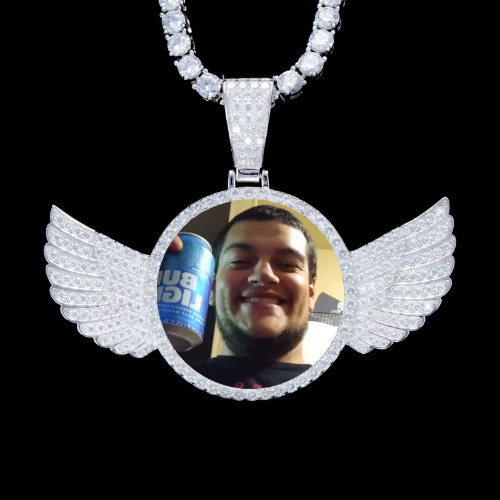 925S & VVS Moissanite 3D Wing Custom Picture Pendant