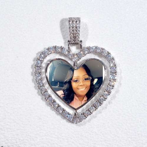 3D Spinning 2-Faced Heart Custom Picture Pendant