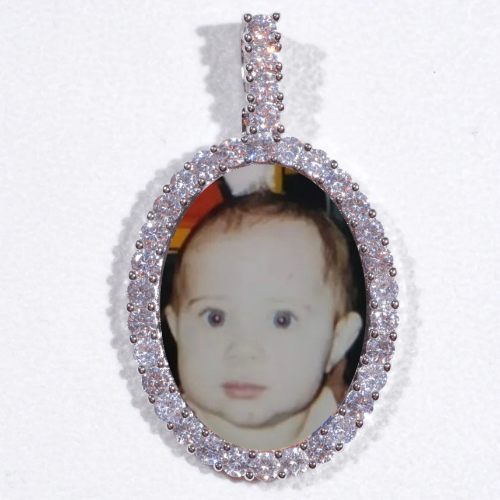 Large 3D Oval Custom Picture Pendant