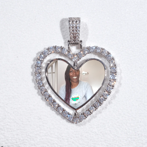 3D Spinning 2-Faced Heart Custom Picture Pendant