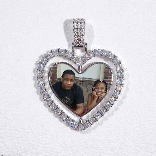 3D Spinning 2-Faced Heart Custom Picture Pendant
