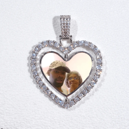 3D Spinning 2-Faced Heart Custom Picture Pendant