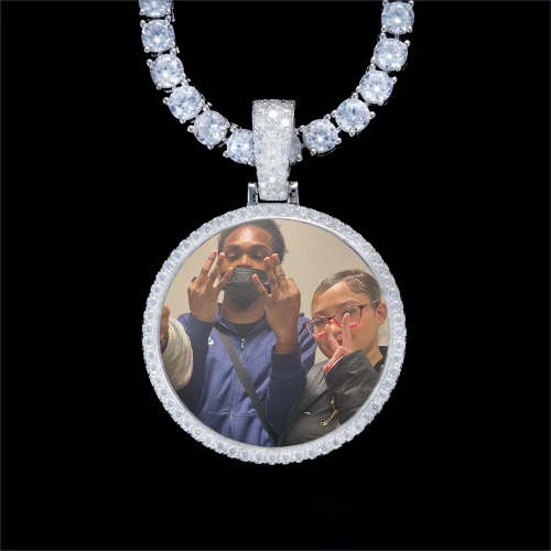 925S & VVS Moissanite 3D Circle Custom Picture Pendant