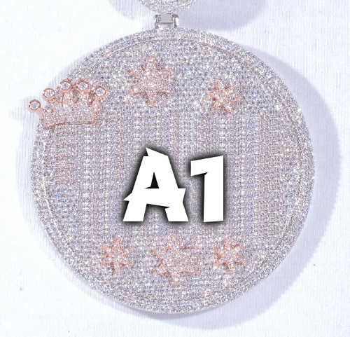 CUSTOM LETTER NECKLACE 3D BIG CROWN DISC