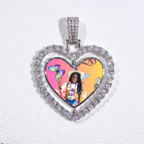 3D Spinning 2-Faced Heart Custom Picture Pendant