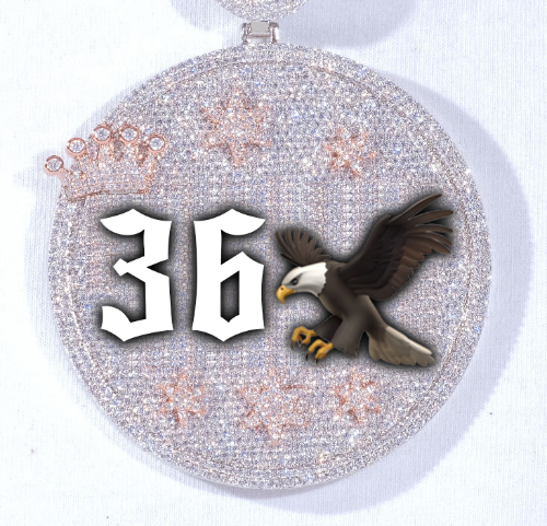 CUSTOM LETTER NECKLACE 3D BIG CROWN DISC