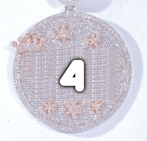 CUSTOM LETTER NECKLACE 3D BIG CROWN DISC