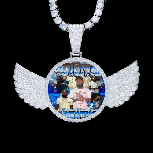 925S & VVS Moissanite 3D Wing Custom Picture Pendant