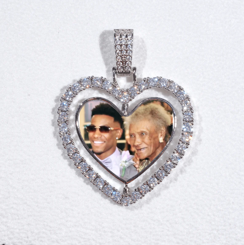 3D Spinning 2-Faced Heart Custom Picture Pendant