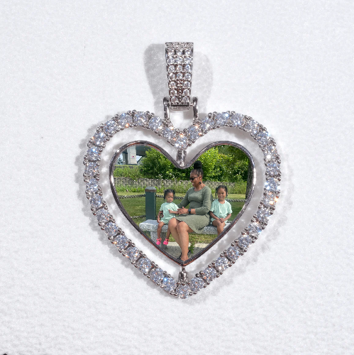3D Spinning 2-Faced Heart Custom Picture Pendant