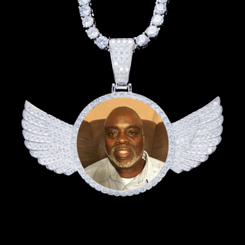 925S & VVS Moissanite 3D Wing Custom Picture Pendant