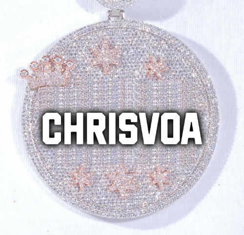 CUSTOM LETTER NECKLACE 3D BIG CROWN DISC