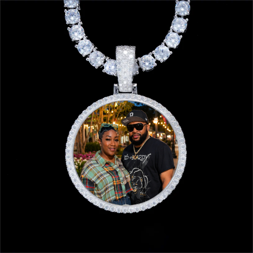 925S & VVS Moissanite 3D Circle Custom Picture Pendant